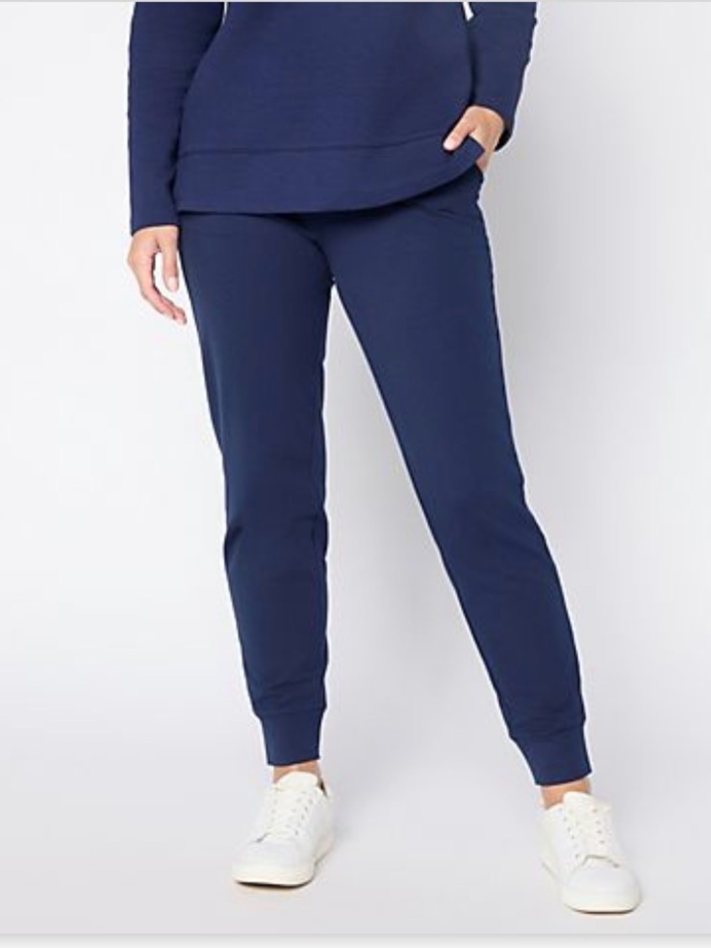 Denim & Co. Size MP Navy EasyWear French Terry Ankle Jogger with Pockets